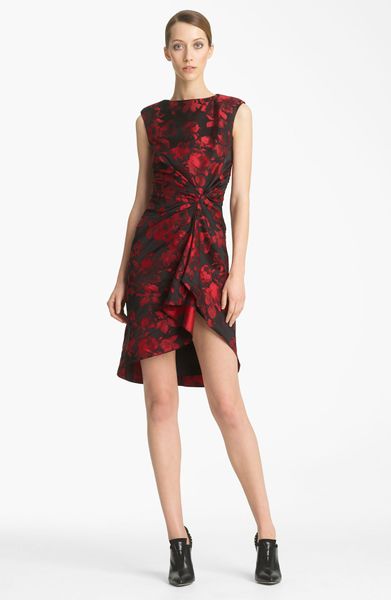 Jason Wu Print Jacquard Dress in Red (red/ black) | Lyst
