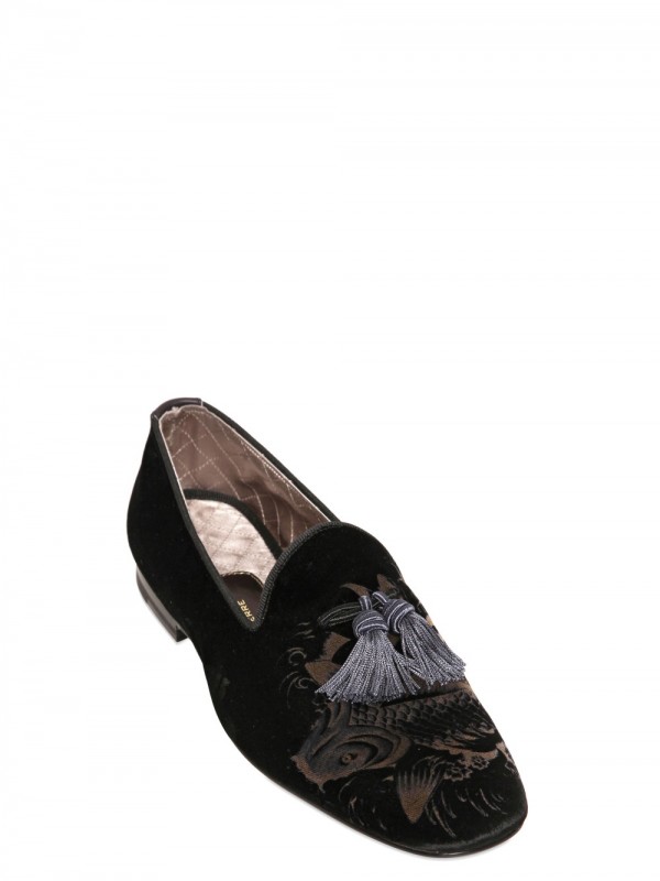 Max verre Printed Velvet Loafers in Black for Men | Lyst