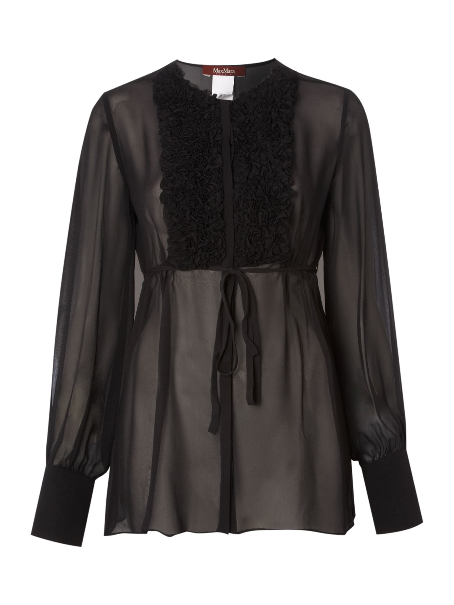 Max Mara Studio Orma Silk Tunic Ruffle Top in Black | Lyst