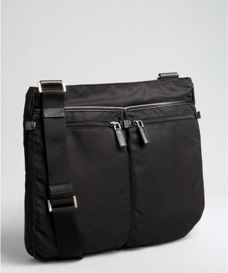 Prada Black Nylon Multipocket Messenger Bag in Black for Men | Lyst