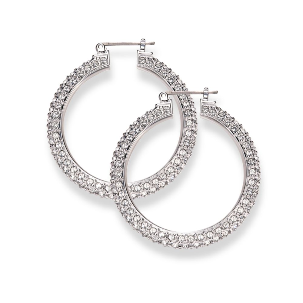 Lyst Swarovski Clear Crystal Hoop Earrings In Metallic Gallery