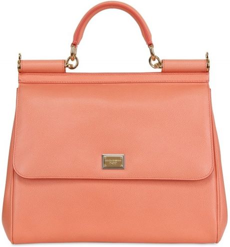 Dolce & Gabbana Miss Sicily Saffiano Leather Top Handle in Pink | Lyst