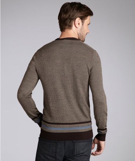 Gucci Dark Brown Diamante Woolsilk Cardigan Sweater in Brown for Men | Lyst