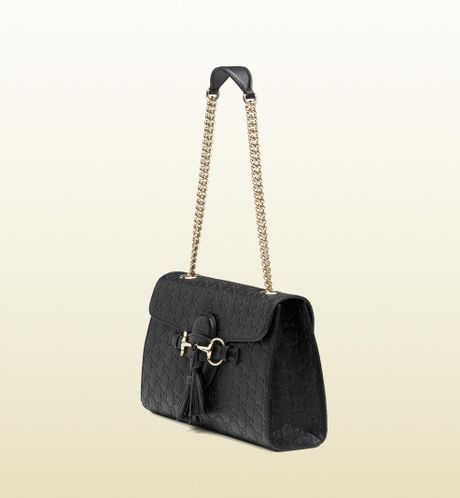 Gucci Emily Ssima Leather Chain Shoulder Bag in Black | Lyst