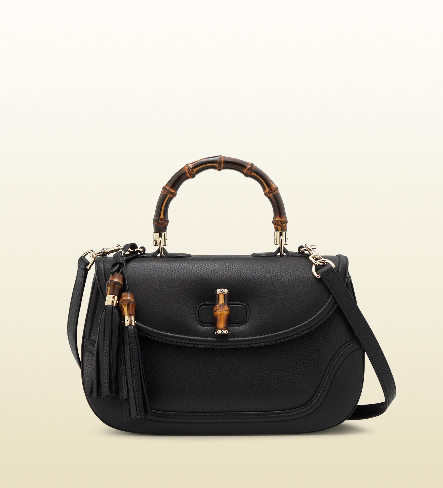 Gucci New Bamboo Leather Top Handle Bag in Black (bamboo) | Lyst