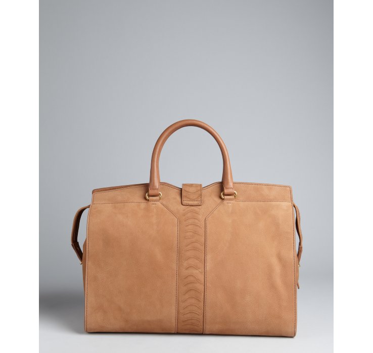Saint laurent Tan Leather Cabas Chyc Tote in Beige (tan) | Lyst
