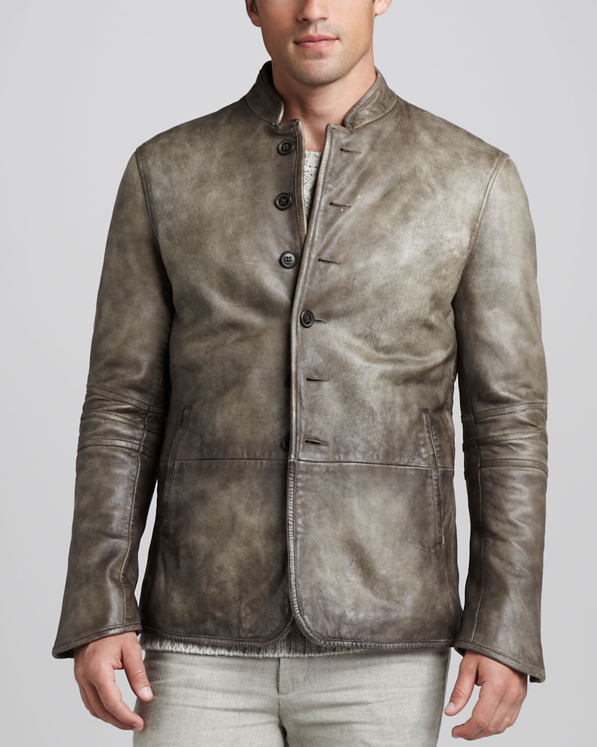 John Varvatos Rawedge Leather Jacket In Natural For Men Lyst Gallery