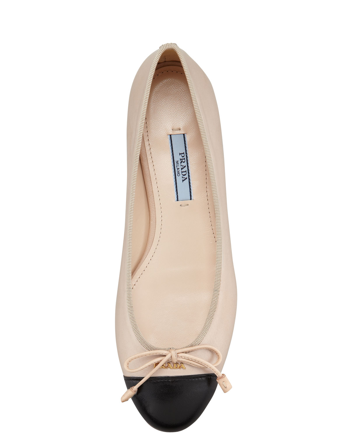 Lyst - Prada Bicolor Leather Captoe Ballerina Flats in Pink