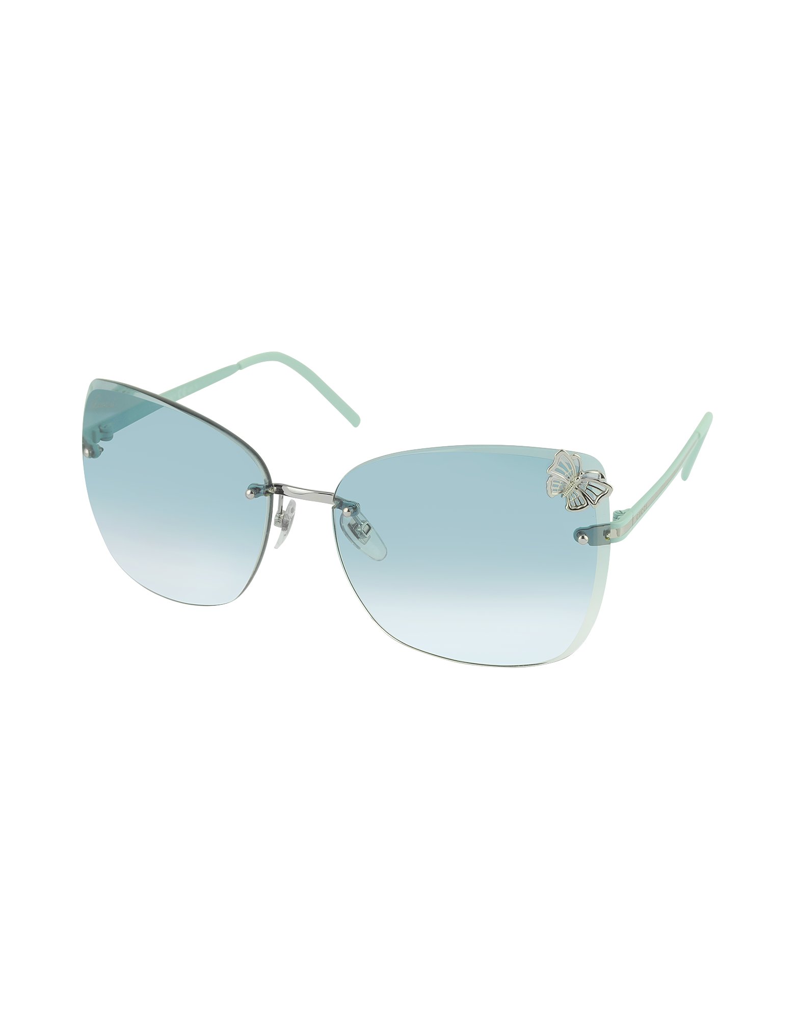 Gucci Flora Butterfly Rimless Sunglasses In Metallic Lyst