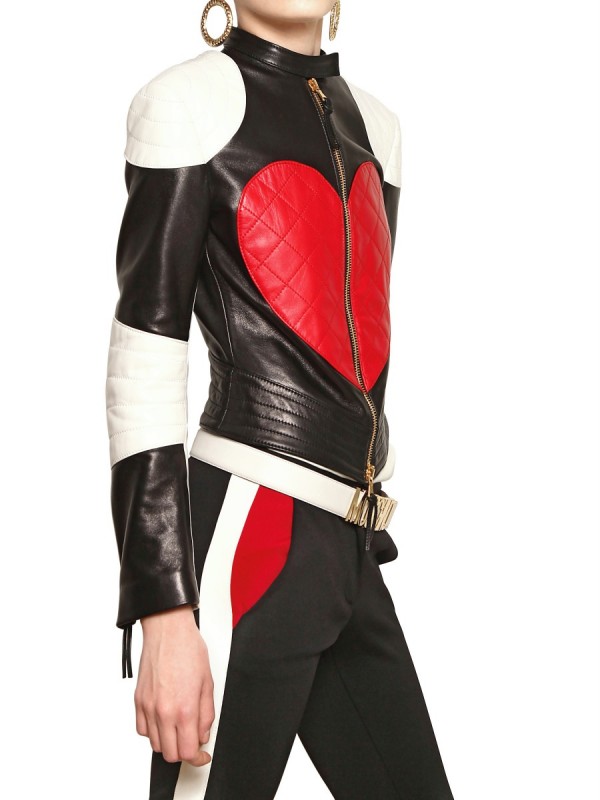 Moschino Heart And Peace Nappa Leather Jacket Lyst Gallery