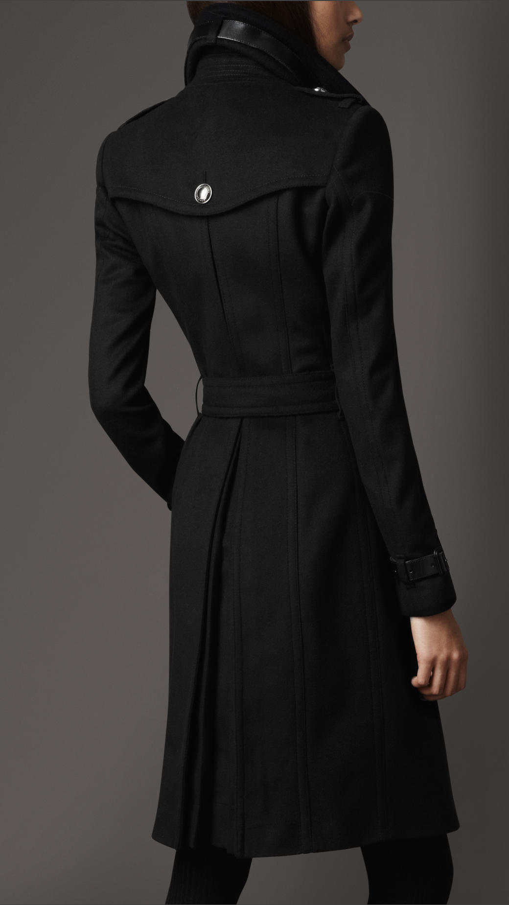 burberry black wool trench coat