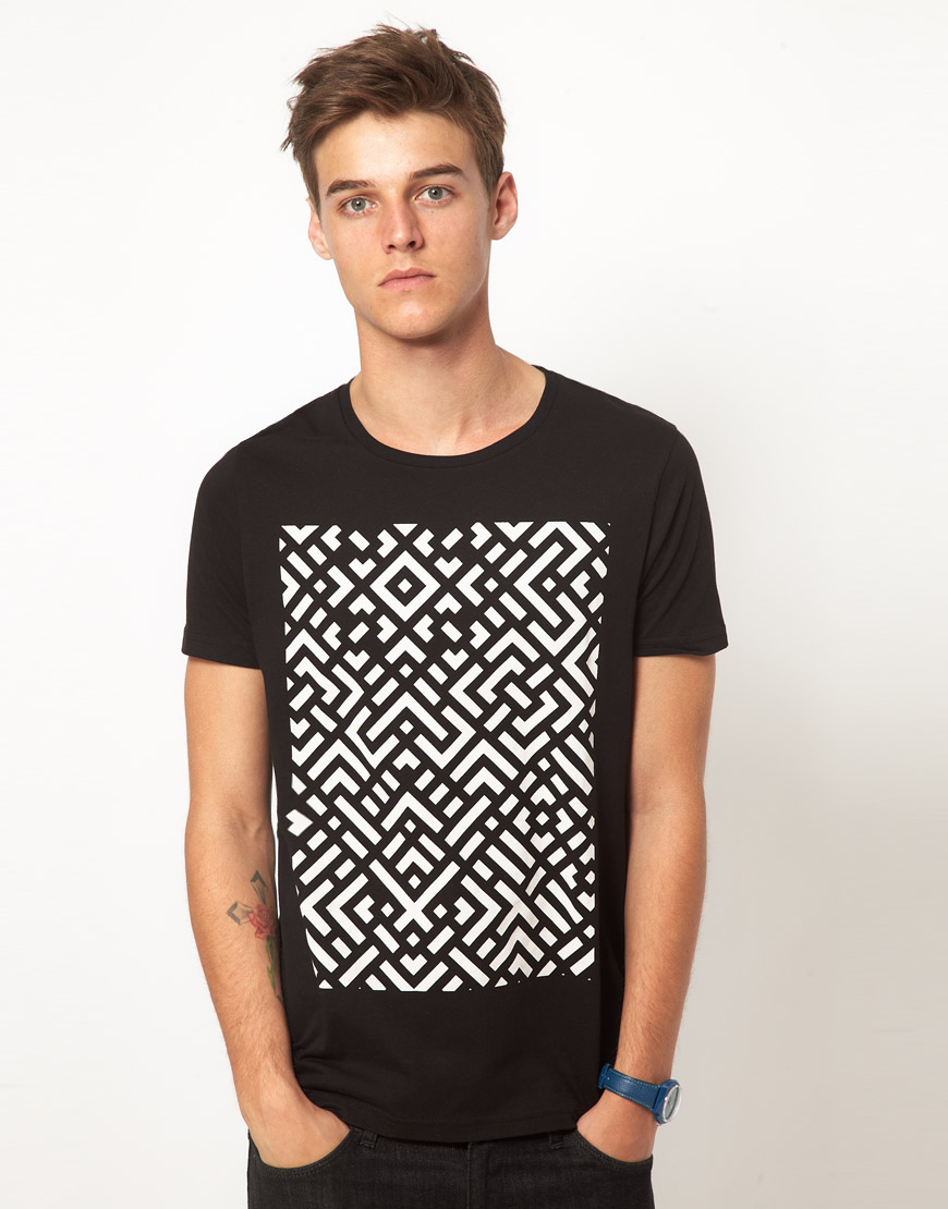 Lyst - Asos T-Shirt with Abstract Print in Black for Men