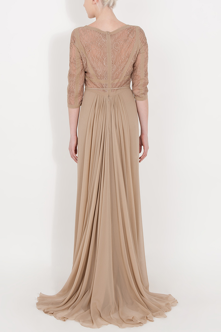Lyst - Elie saab Sleeveless Lace Gown in Natural