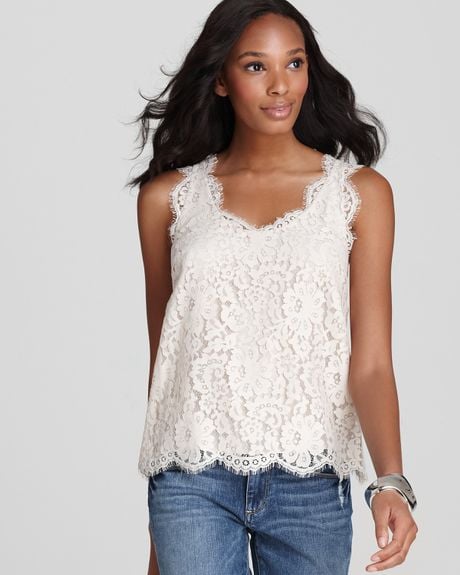 Joie Top Cina Lace Sleeveless in Beige (new moon) | Lyst