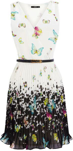 Oasis Pleated Butterfly Border Dress in Multicolor (multi-coloured) | Lyst
