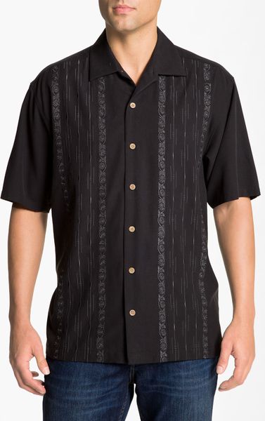 Tommy Bahama Sanskrit Floral Silk Cotton Sport Shirt in Black for Men ...