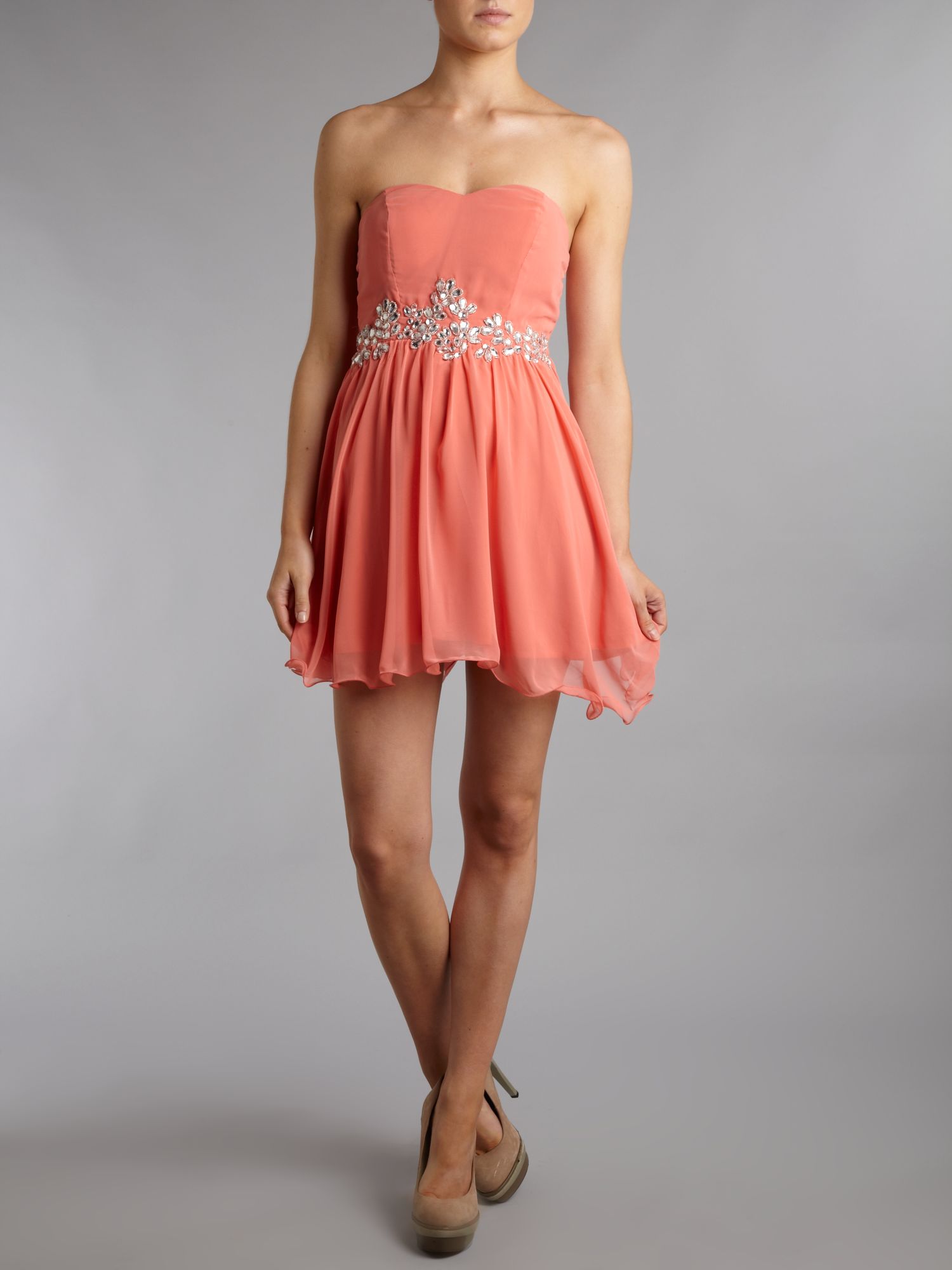 Ax paris Ax Paris Sleeveless Jewel Chiffon Dress in Pink Lyst