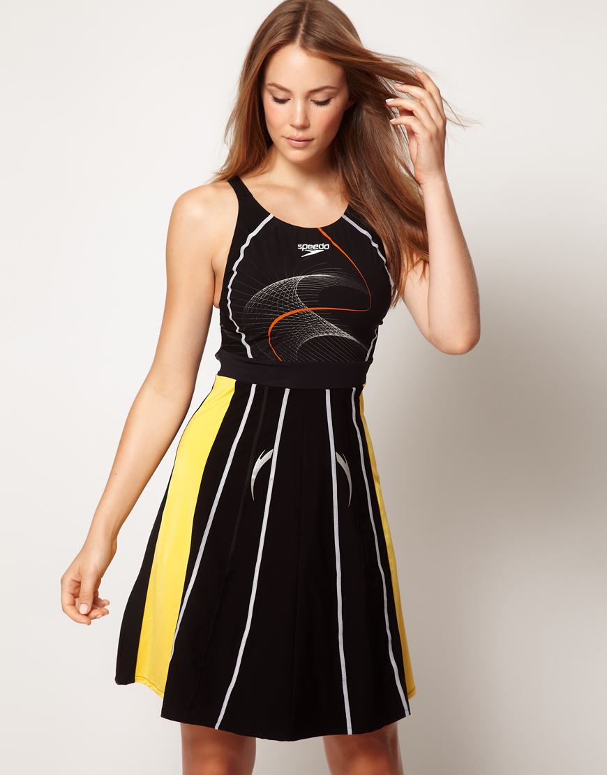 Lyst - Speedo Swim Dress in Black