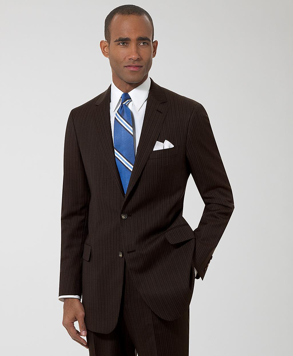 Brooks Brothers Milano Herringbone Stripe Suit In Brown For Men | Lyst