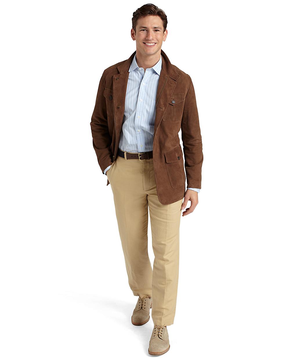 Lyst - Brooks Brothers Suede Hybrid Jacket in Brown for Men