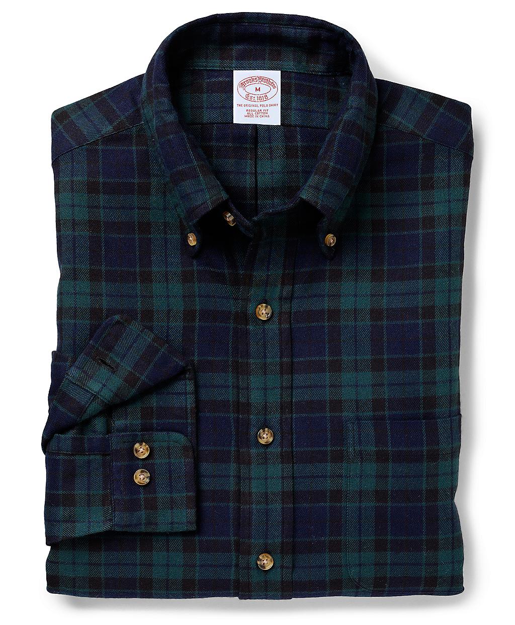 Brooks Brothers Regular Fit Black Watch Flannel Sport Shirt in Blue for ...