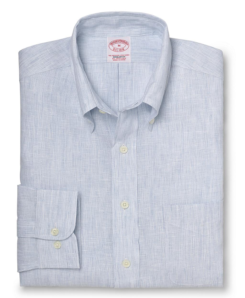 Brooks Brothers Regular Fit Irish Linen Sport Shirt in Blue for Men ...