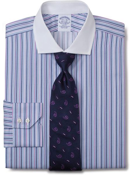 Brooks Brothers Allcotton Slim Fit Thick and Thin Stripe Luxury Dress ...