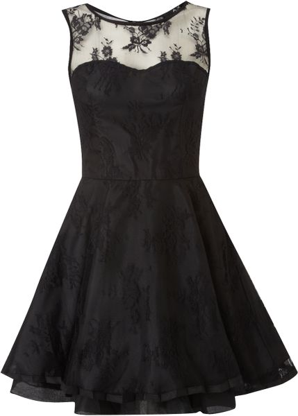 Ax Paris Ax Paris Sleeveless Lace Dress in Black | Lyst