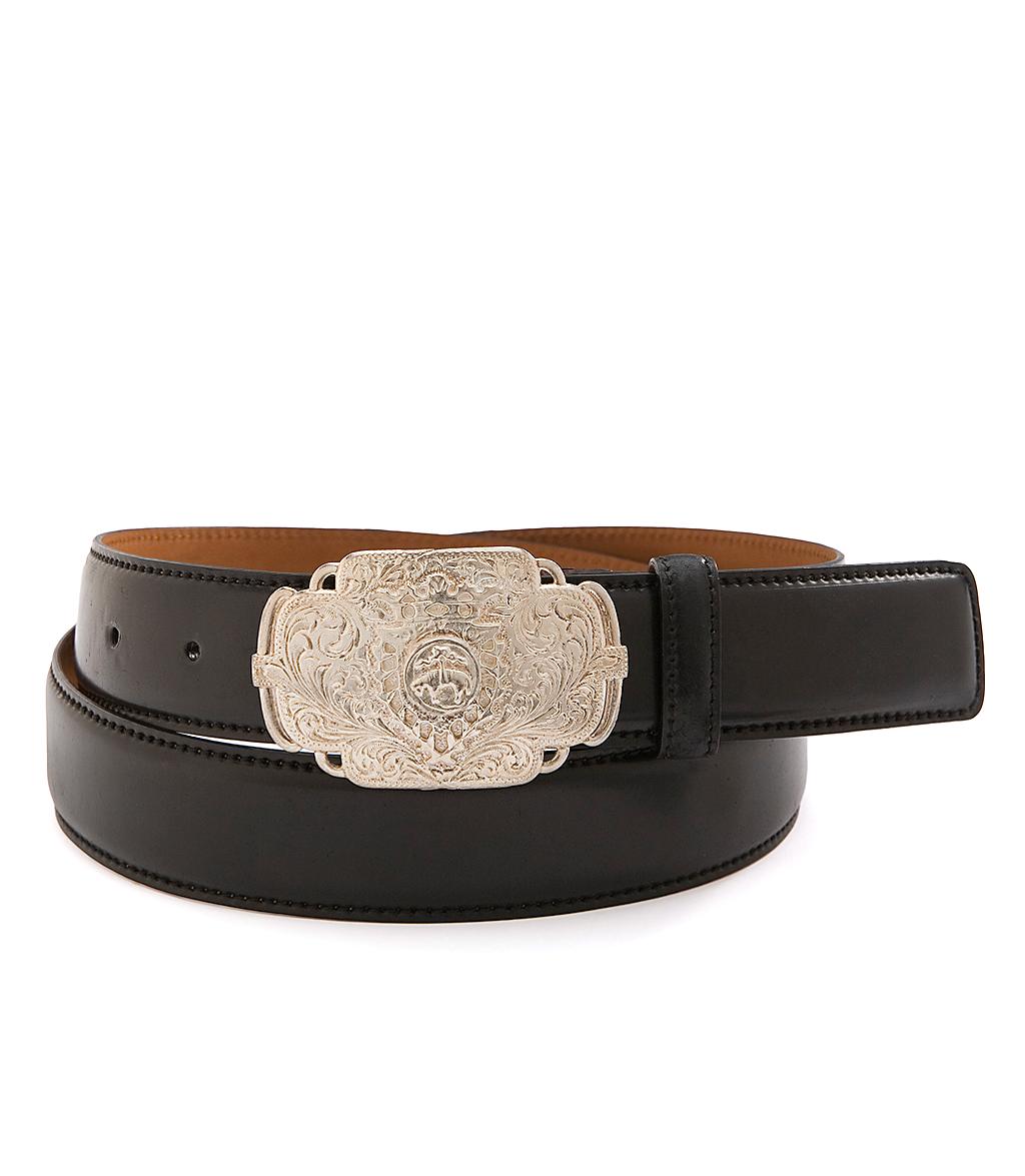 Brooks Brothers Cordovan Belt with Etched Buckle in Black for Men | Lyst