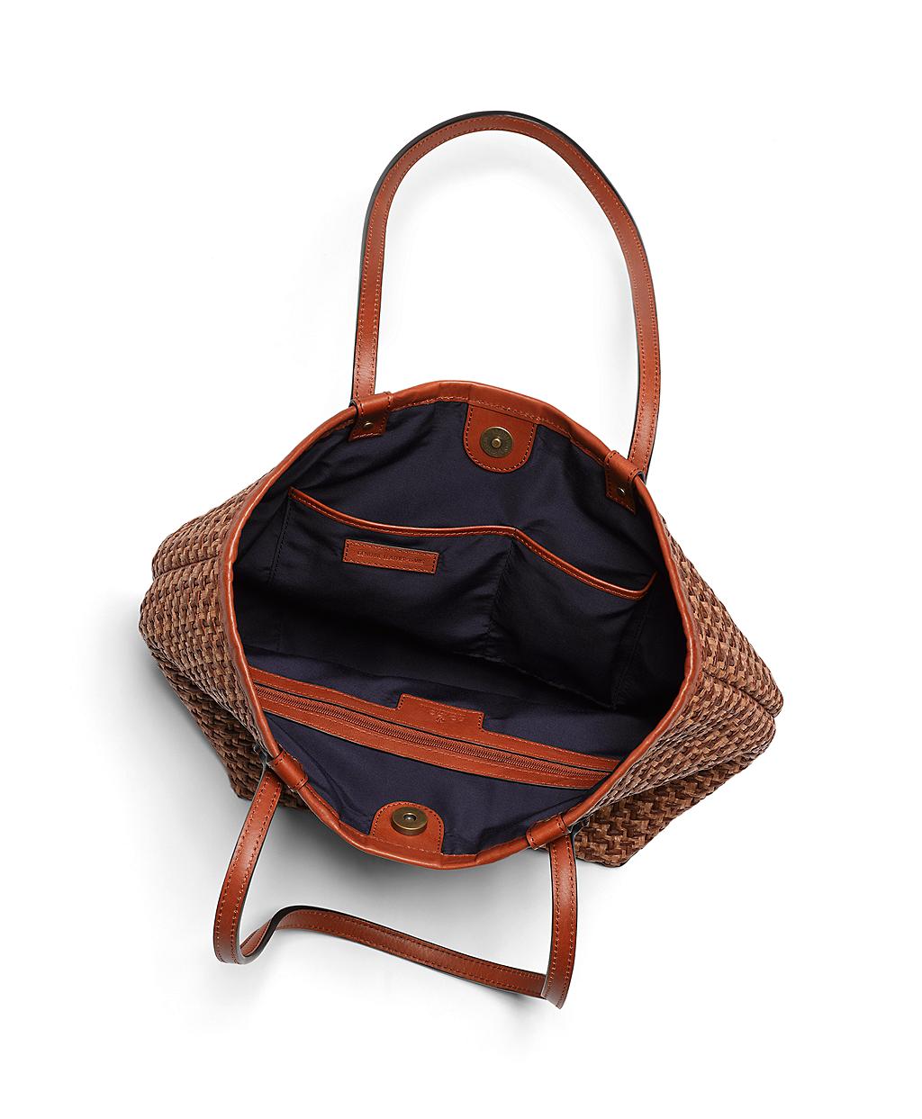 Lyst Brooks Brothers Small Straw Tote In Brown Gallery