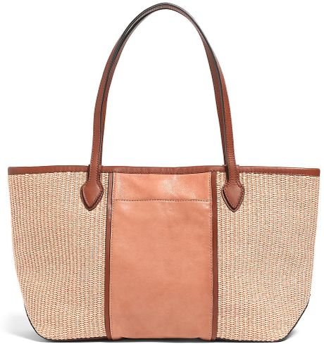 Brooks Brothers Natural Straw Large Tote Bag in Beige (natural-multi ...