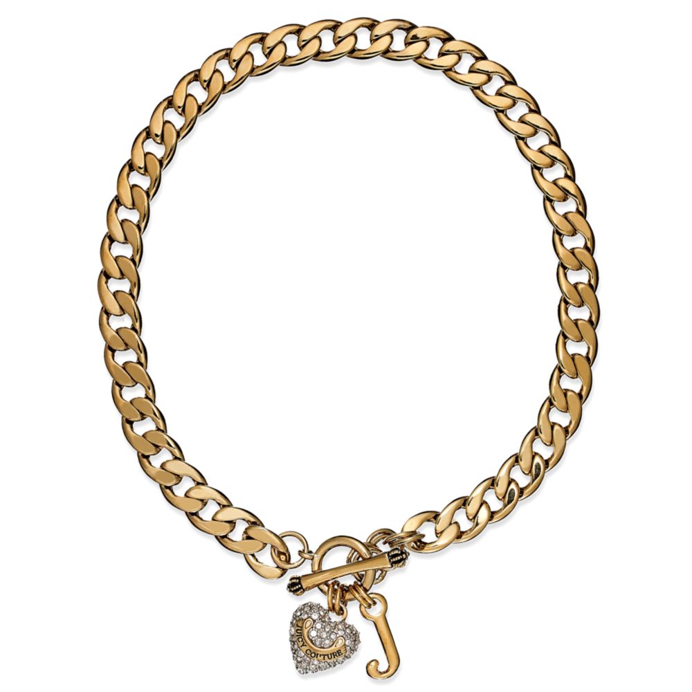 Juicy Couture Gold Tone Pave Heart Starter Collar Necklace in Gold | Lyst