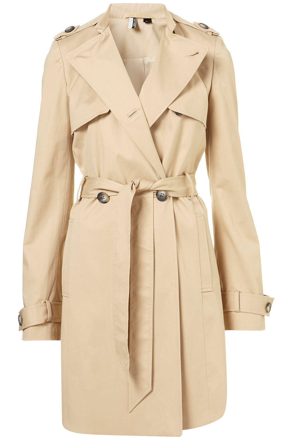 Topshop Premium Leather Collar Trench in Natural | Lyst