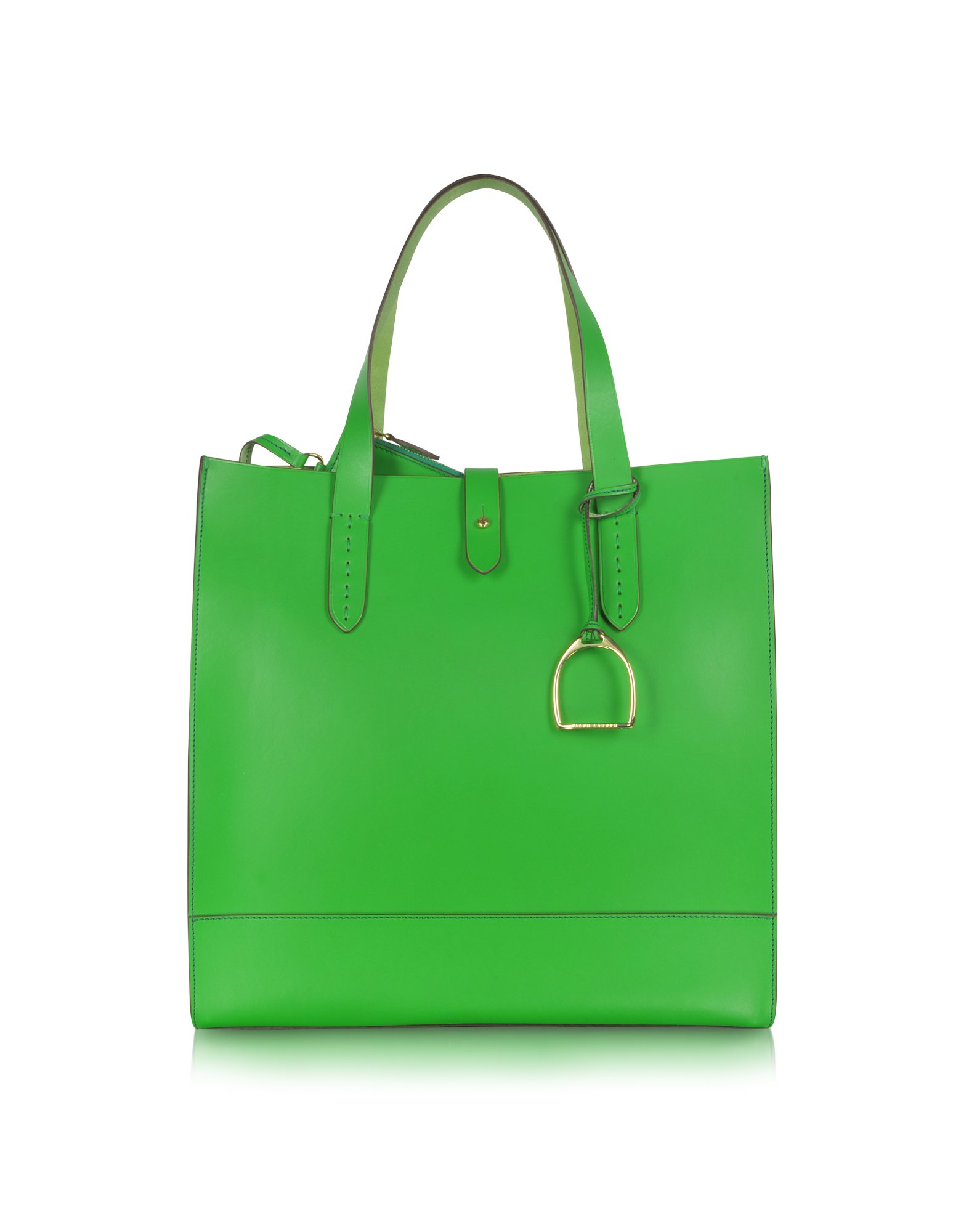 Lyst - Ralph Lauren Collection Saddle Slim Leather Tote in Green