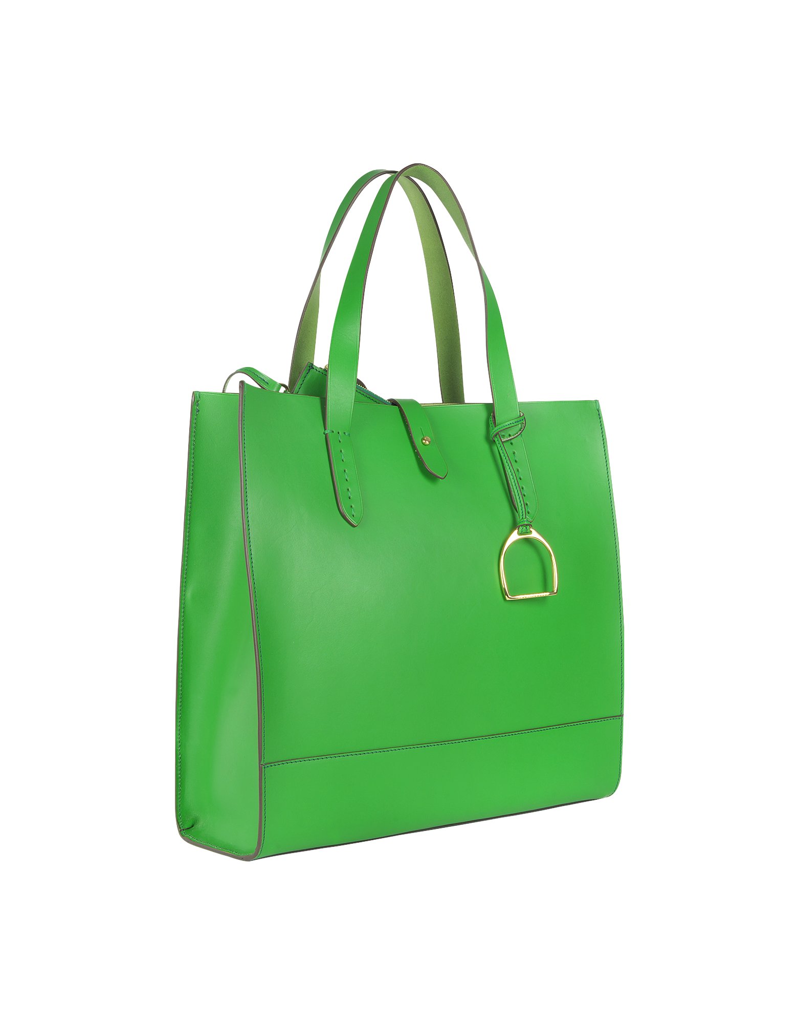 Lyst - Ralph Lauren Collection Saddle Slim Leather Tote in Green