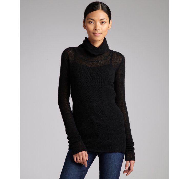 Nili Lotan Black Cashmere Turtleneck Sweater in Black | Lyst