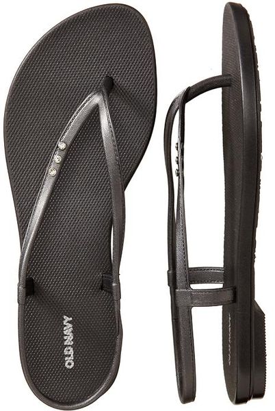 Old Navy Rhinestoneembellished Flipflops in Black | Lyst