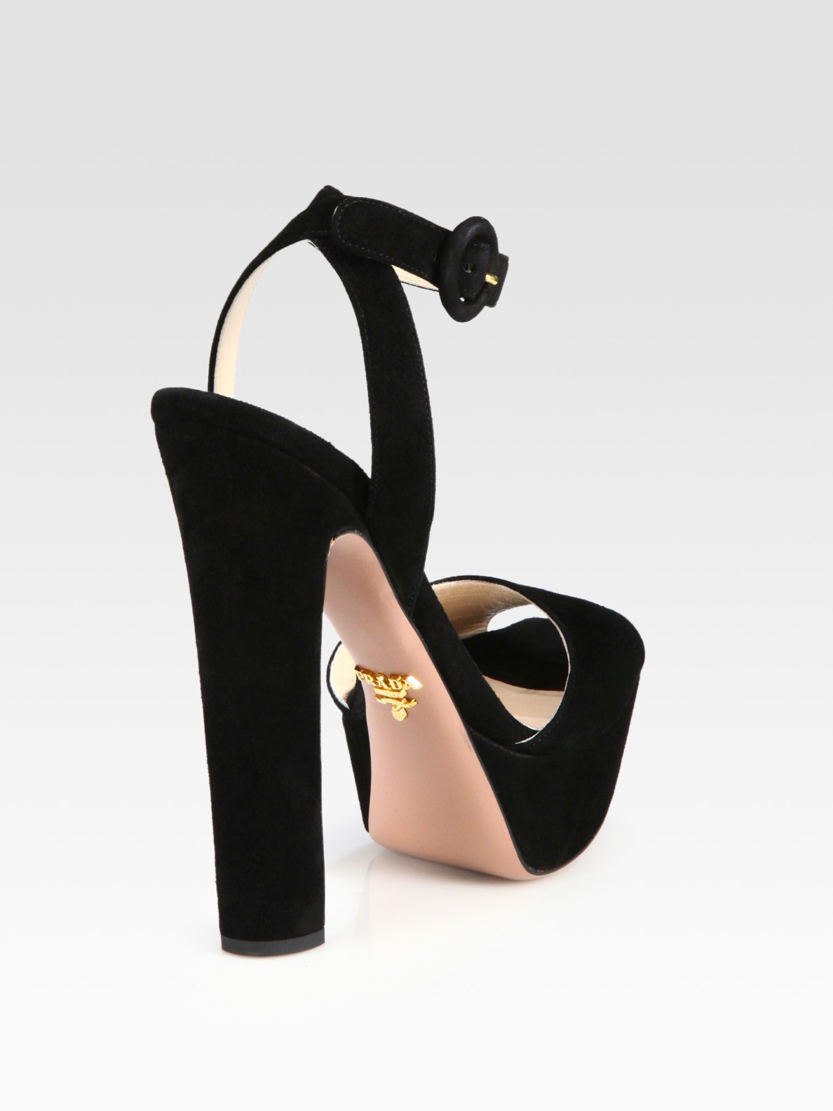 Lyst - Prada Suede Platform Sandals in Black