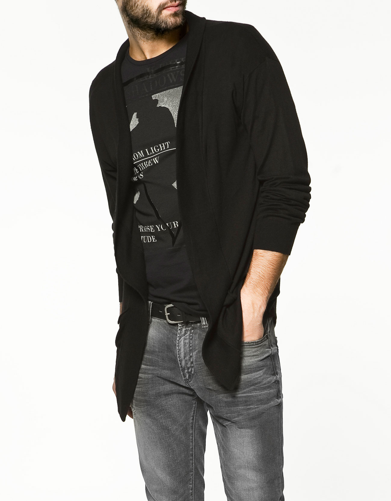  Zara  Open Cardigan  with Pockets in Black for Men  Lyst