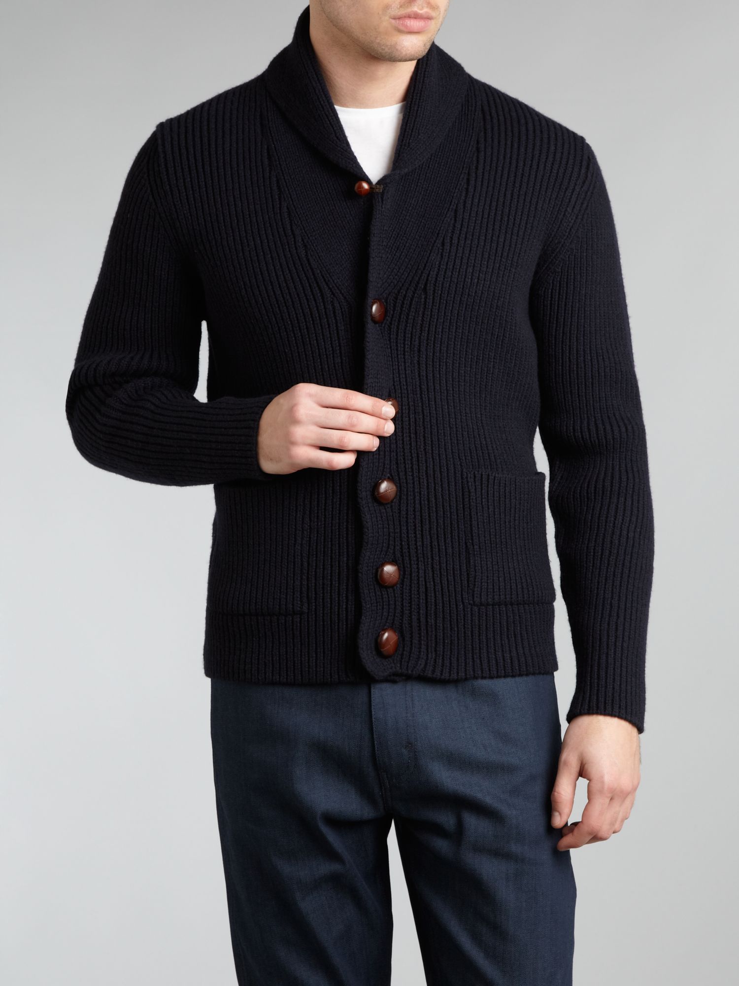 Barbour Clifton Chunky Shawl Cardigan in Blue for Men | Lyst