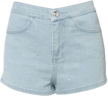 Moto Moto Sparkle Bleach Hotpants in Blue (bleach stone) | Lyst