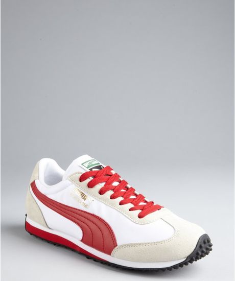 Puma White and Red Nylon Whirlwind Classic Striped Sneakers in White ...