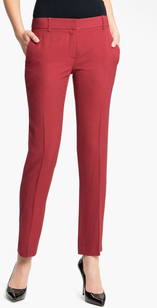 Theory Testra Tailor Wool Pants in Red (flame red) | Lyst