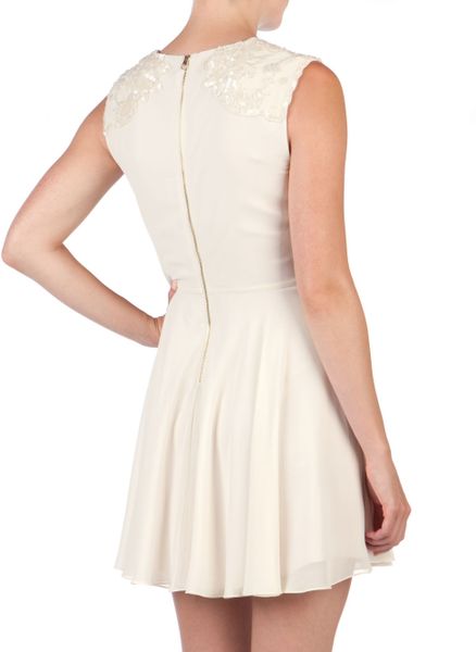Ted Baker Russi Mesh Beaded Dress in White (cream) | Lyst