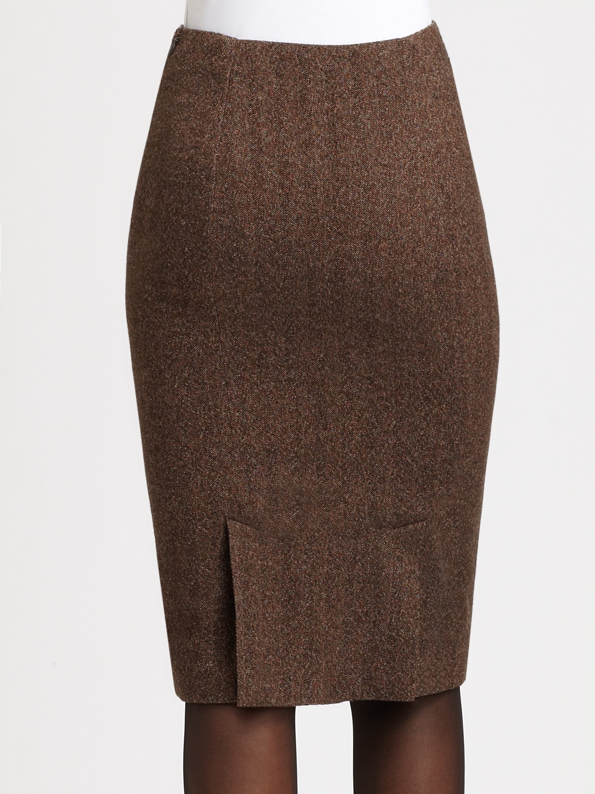 Ralph lauren black label Tweed Pencil Skirt in Brown | Lyst