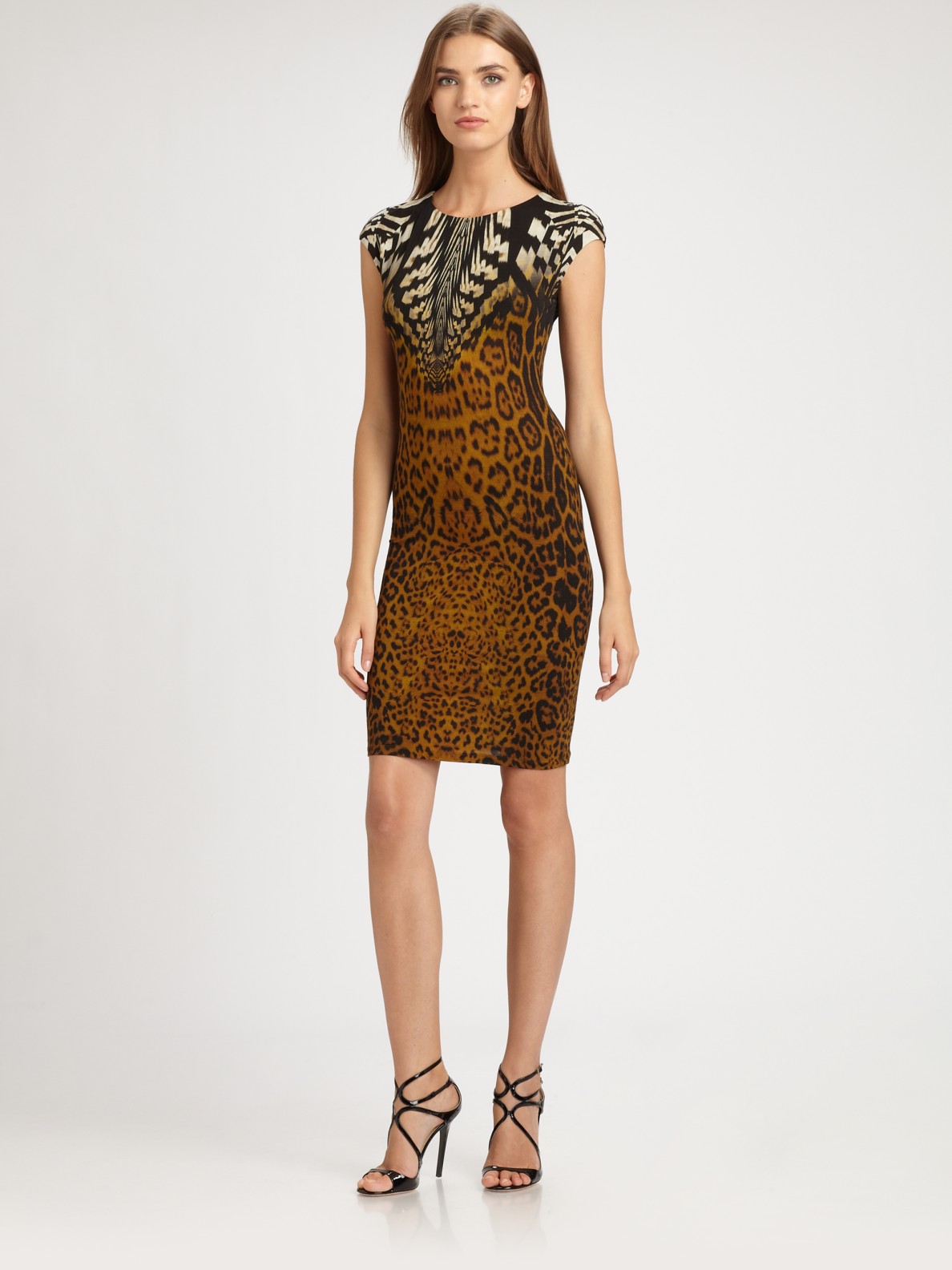 Roberto cavalli Leopard Dress in Brown | Lyst