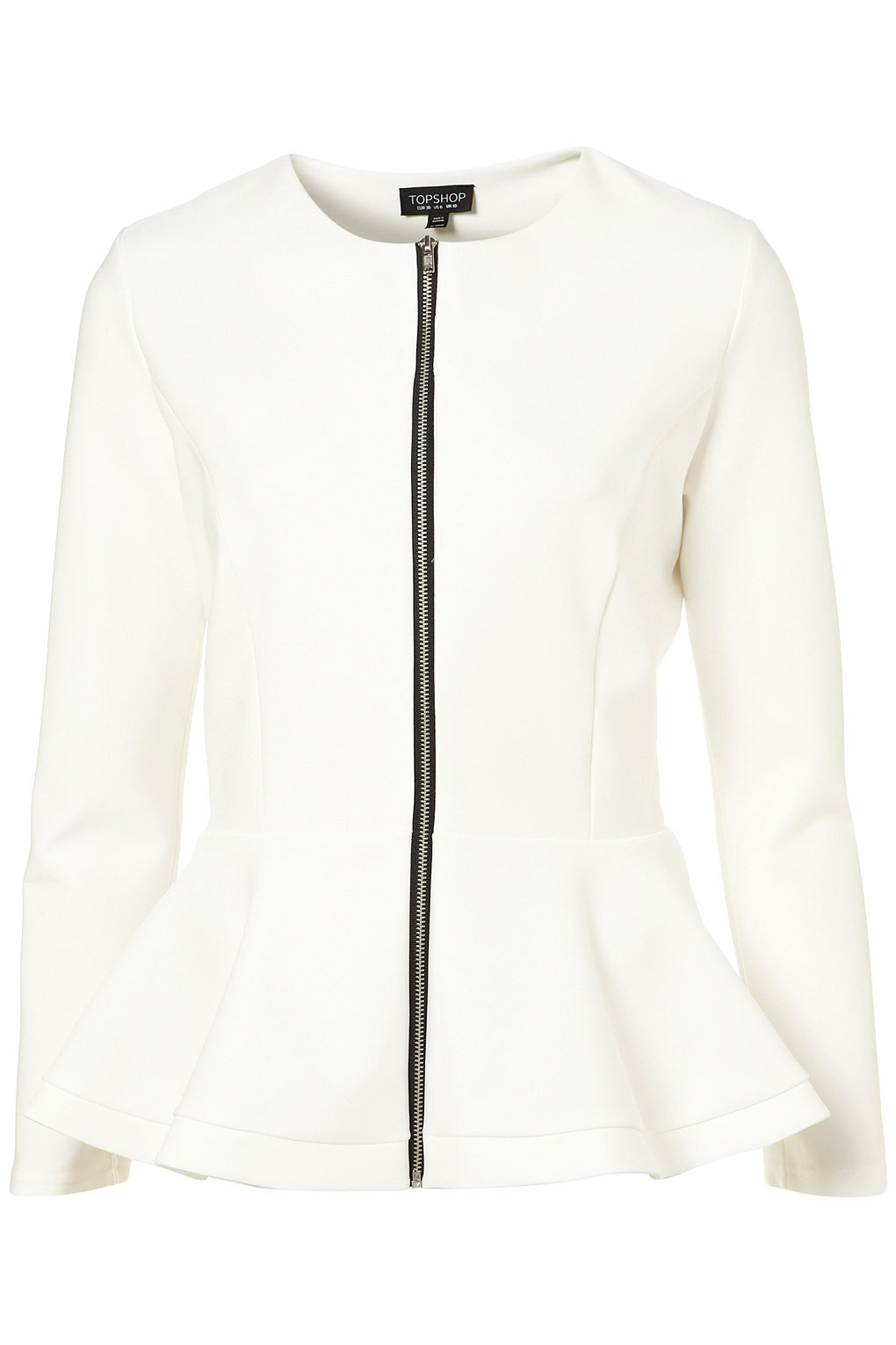 Lyst - Topshop Scuba Peplum Jacket in White