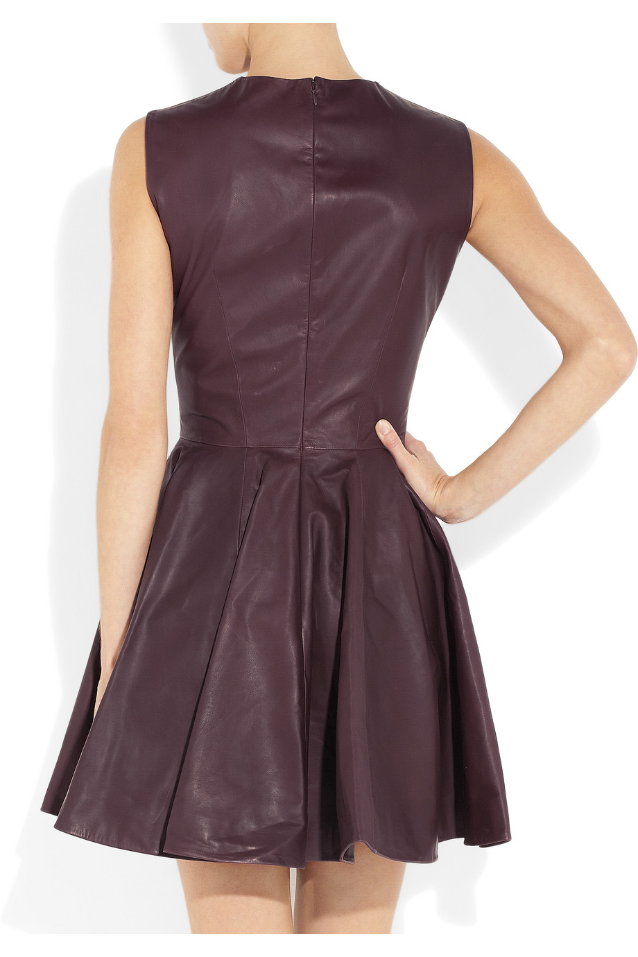 Alexander McQueen Pleated Leather Dress in Plum (Purple) Lyst