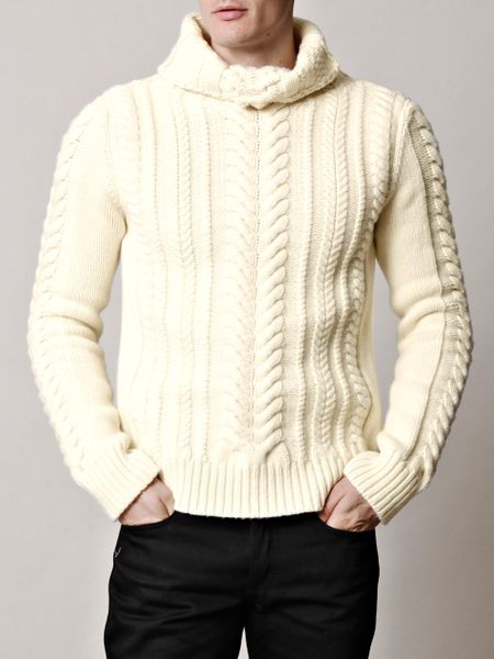 Balmain Cableknit Sweater in Beige for Men (cream) | Lyst