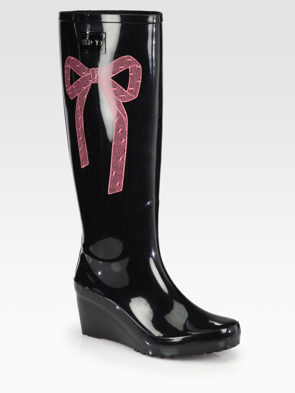 red wedge rain boots